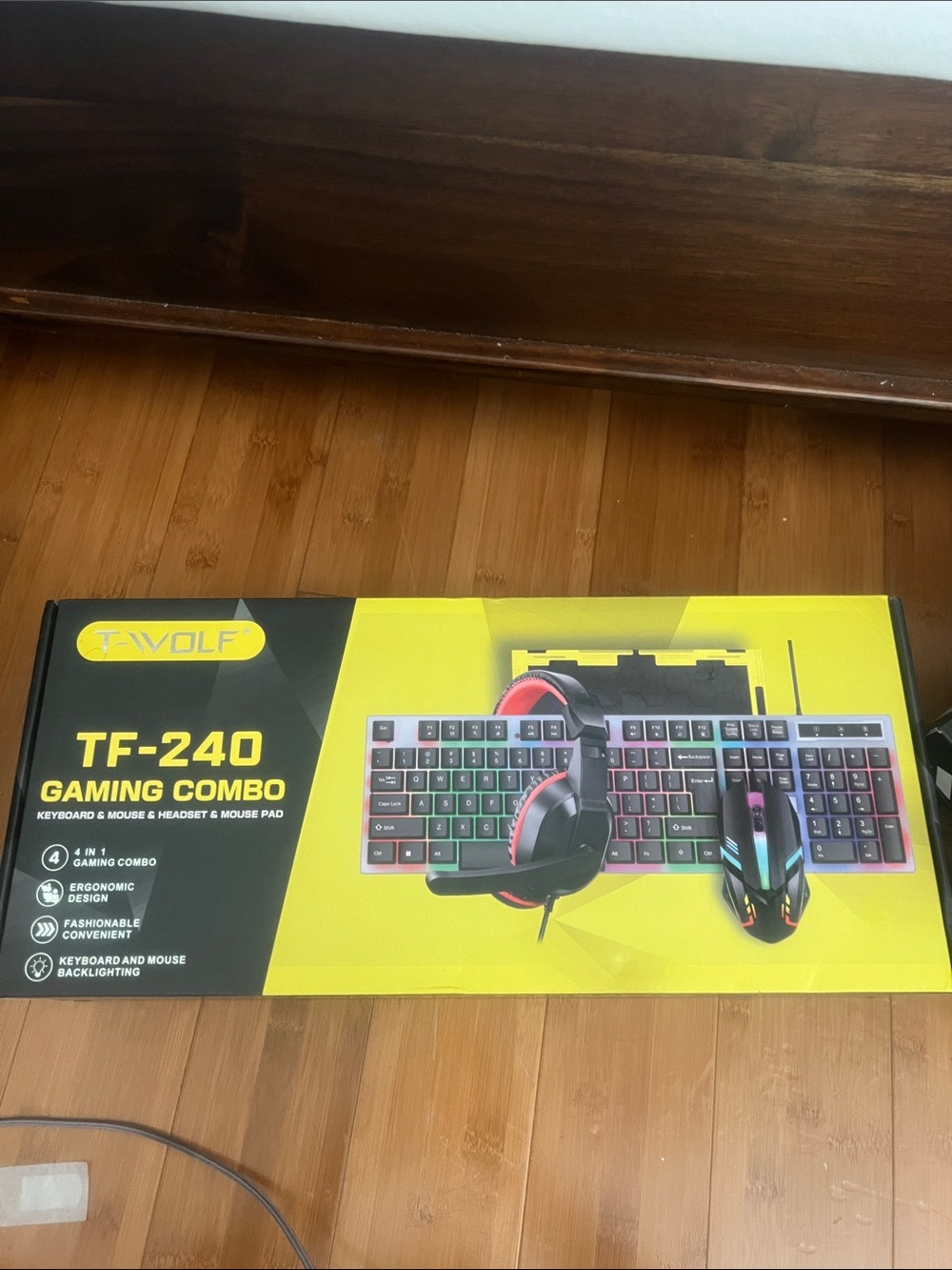 WOLF TF-240 Yellow & Black Gaming Combo with RGB Keyboard, Mouse & Headset